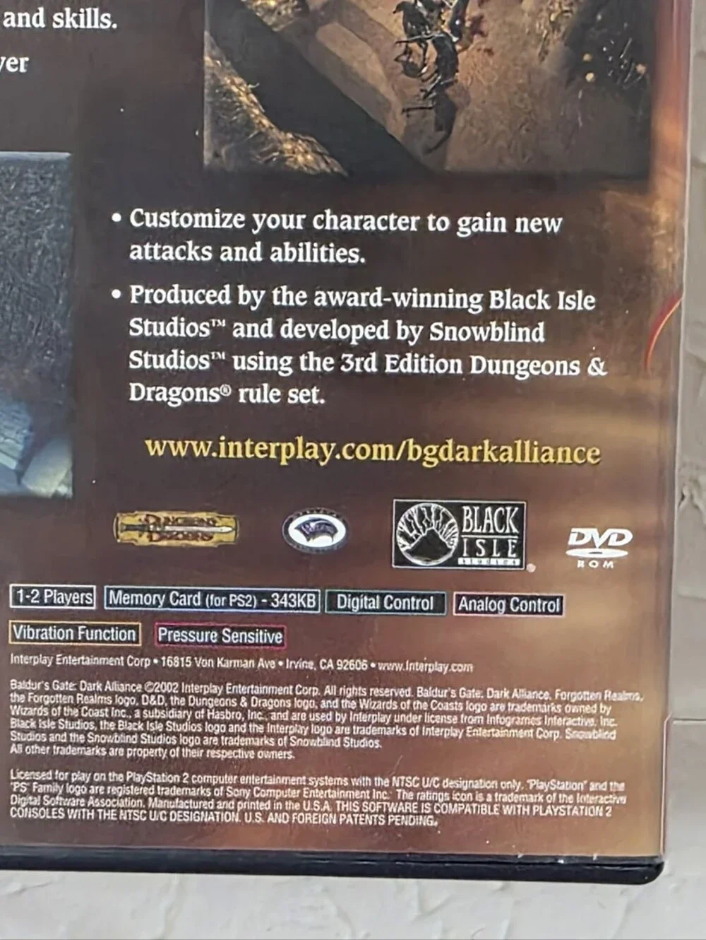 Baldur's Gate: Dark Alliance (Sony PlayStation 2, 2005) Vintage Video Game